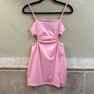 Blush pink spaghetti strap cut out mini dress size small